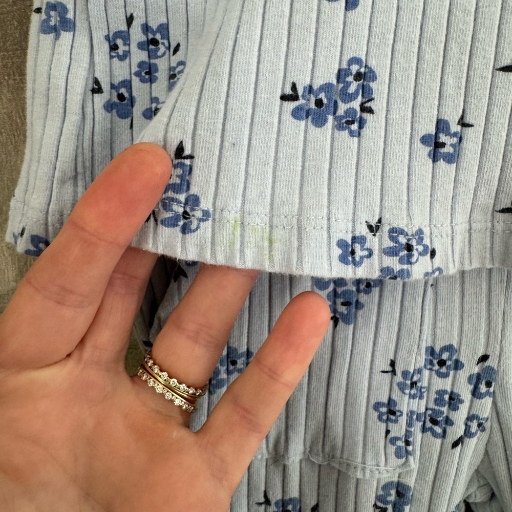 JESSICA SIMPSON Kids Light Blue Floral  Ribbed Cotton Tshirt Pant Set Size 4T - Picture 4 of 7